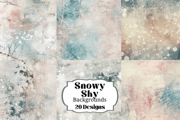 20 Snowy Sky Winter Backgrounds: Digital Paper for Crafting