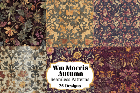 25 William Morris Autumn Backgrounds for Rich, Layered Designs