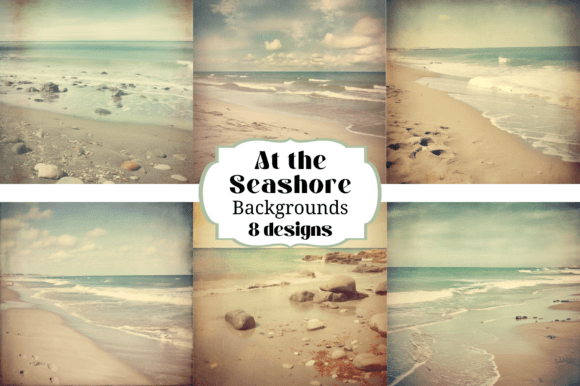 At the Seashore Polaroid Backgrounds: Coastal Charm for Your Projects