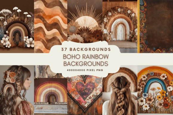 Boho Rainbow Backgrounds: A Watercolor Collection for Modern Creators