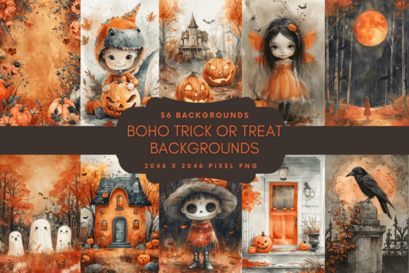 Boho Trick or Treat Backgrounds: Spooky Meets Free-Spirited