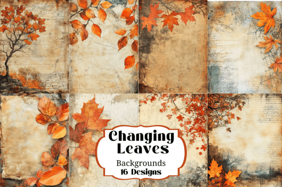 Changing Leaves Junk Journal Backgrounds: Seasonal Design Assets