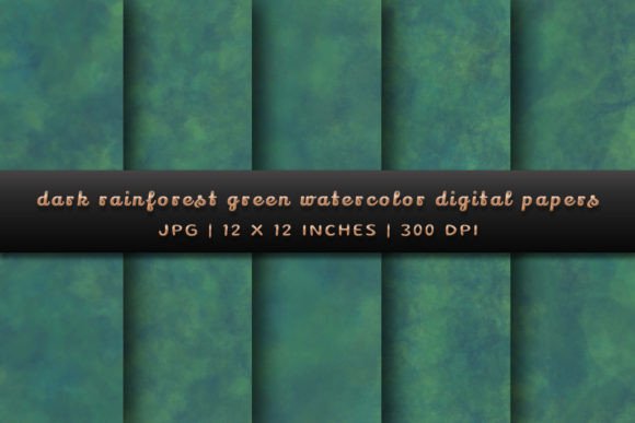Deep Green Watercolor Digital Papers for Rich Designs