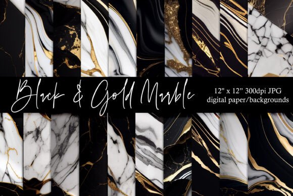 Elevate Your Designs with Black White Gold Marble Backgrounds