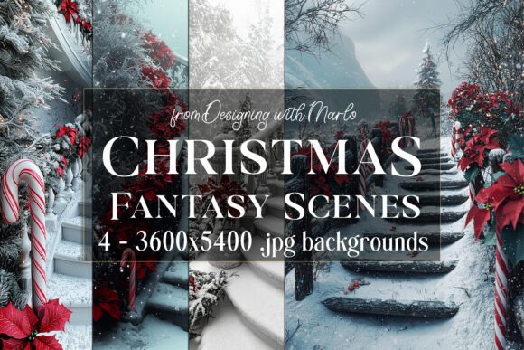 Fantasy Christmas Scene Backgrounds 1: Your Holiday Design Toolkit
