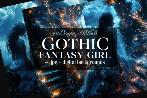 Fantasy Gothic Girl Backgrounds, C48: A Darkly Enchanting Canvas