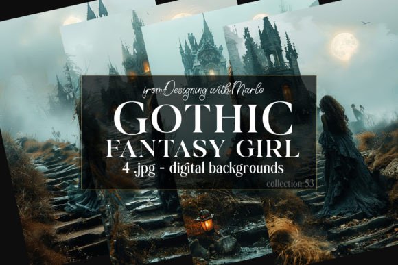 Fantasy Gothic Girl Backgrounds, C53: A Darkly Elegant Design Asset