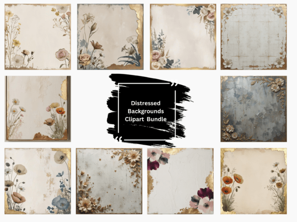 Floral Distressed Backgrounds: Vintage Charm for Modern Design
