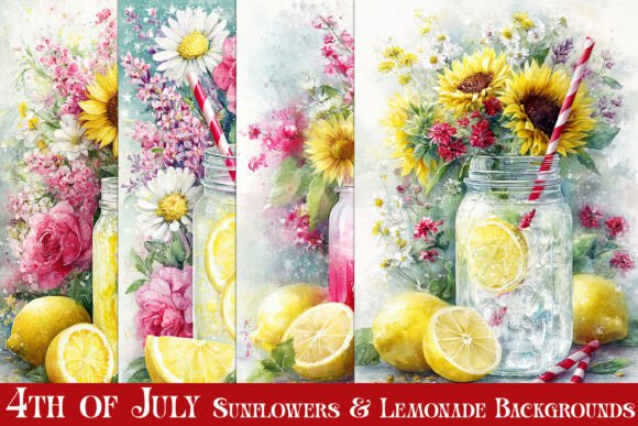 July 4th Summer Lemonade Backgrounds, S3: A Complete Creative Kit