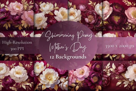 Shimmering Peony: Mother’s Day Backgrounds Bundle