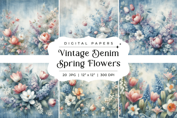 Spring Denim & Blooms: A Digital Paper Collection
