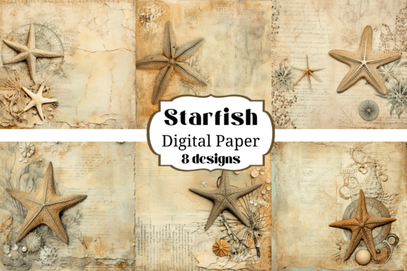 Starfish Watercolor Backgrounds for Coastal Crafts