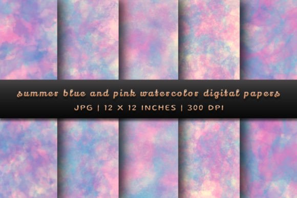 Summer Blue and Pink Backgrounds: A Designer's Guide to Watercolor Digital Papers